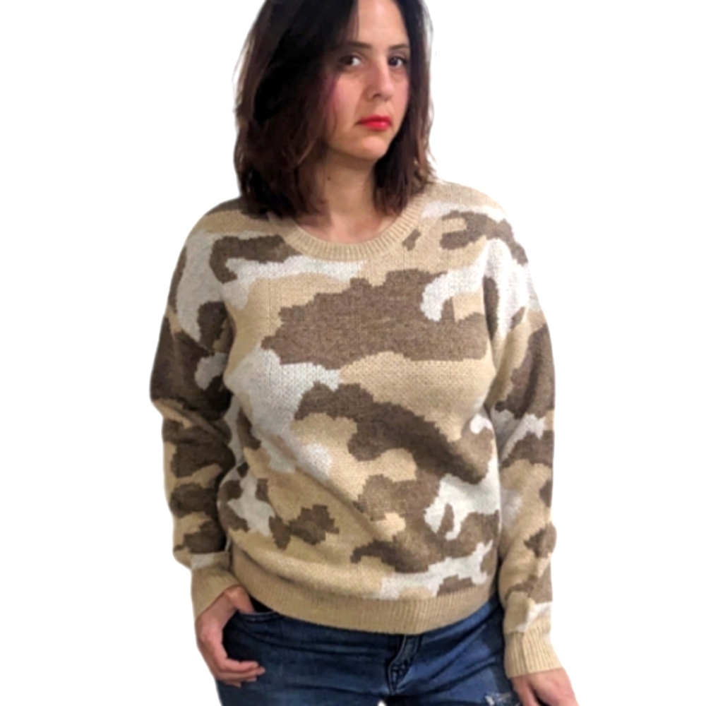 LUCKY BRAND Camo Print Sweater